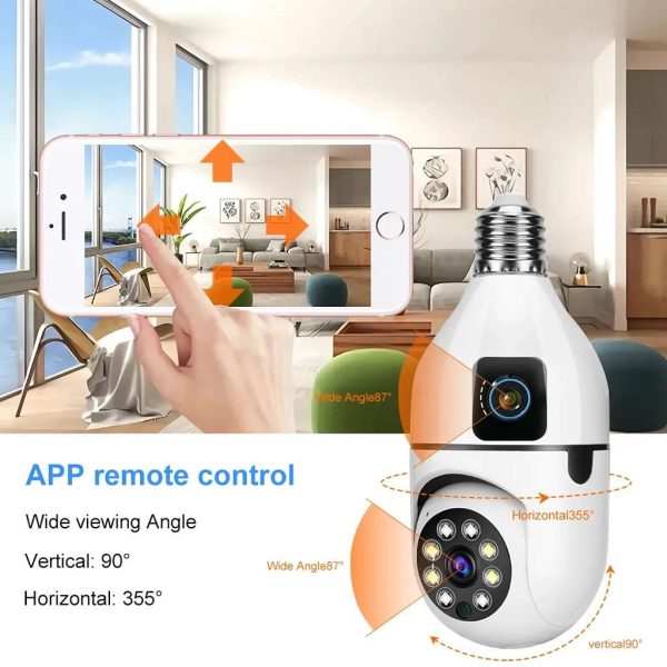 Dual Lens Bulb Holder Camera  V380 Pro Apps 1080p full Hd Resulation cctv camera - Image 2