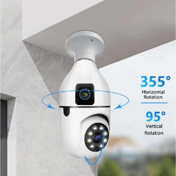 Dual Lens Bulb Holder Camera  V380 Pro Apps 1080p full Hd Resulation cctv camera - Image 5