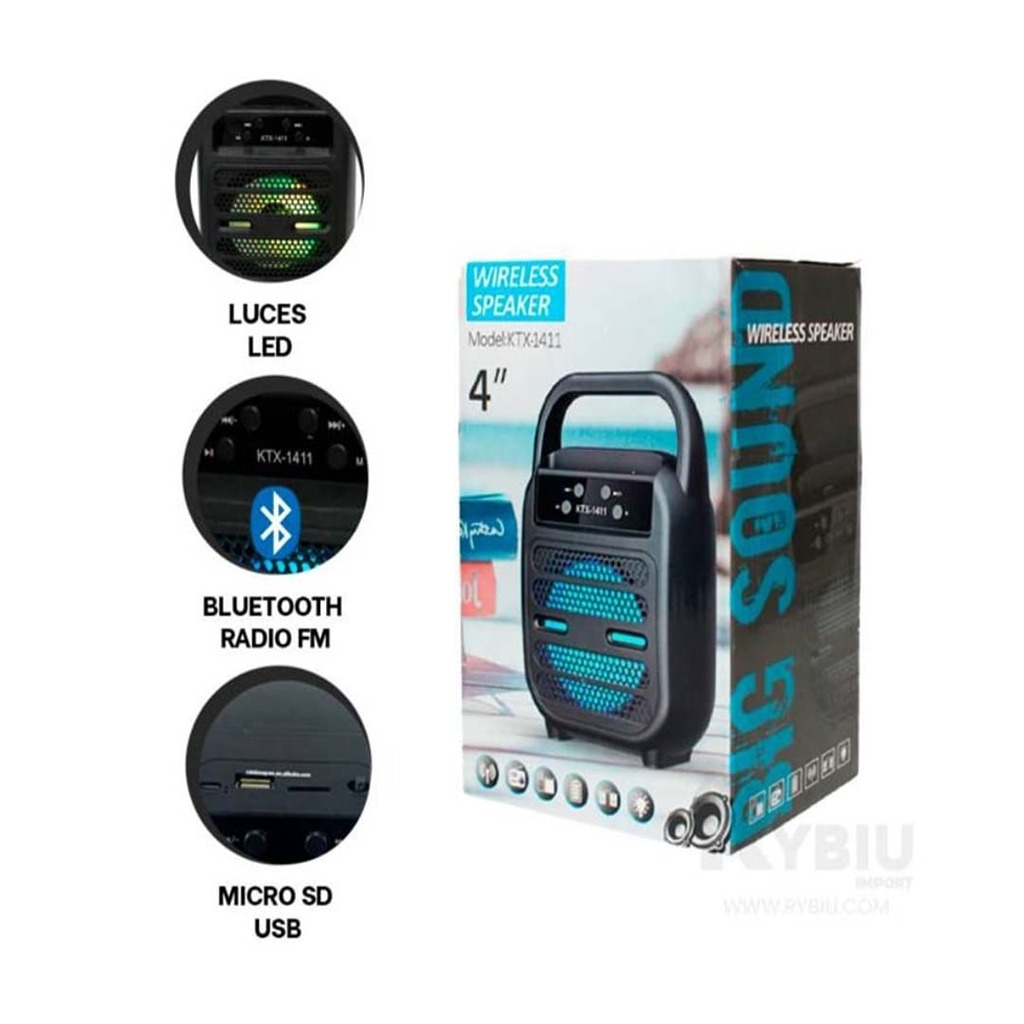 KTX-1411 Wireless Bluetooth Portable Speaker 4 inch With Led Light
