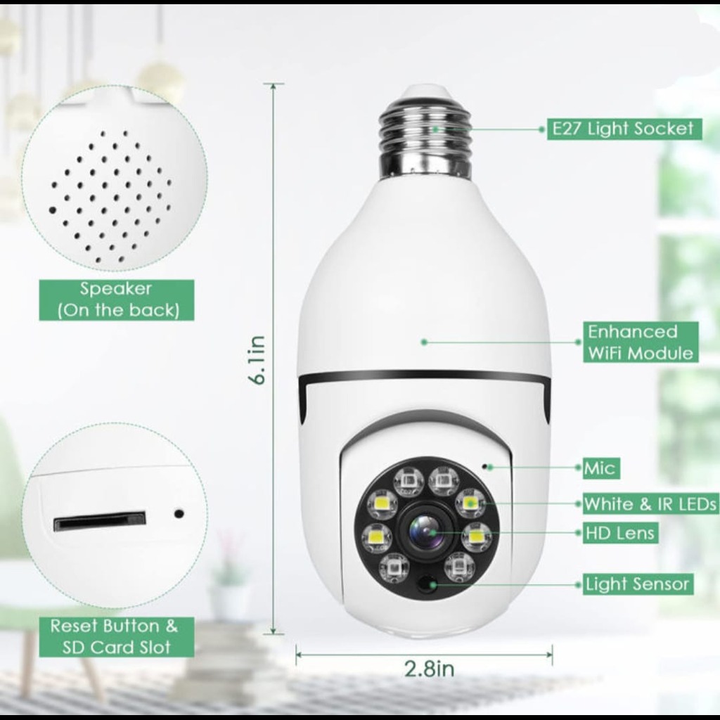 3Mp V380 Pro Champion Brand 1080p Full Hd Best Quality Bulb Holder Camera