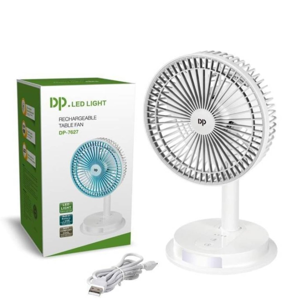 Dp-7627 rechargeable table fan 4000 MAh battery with led