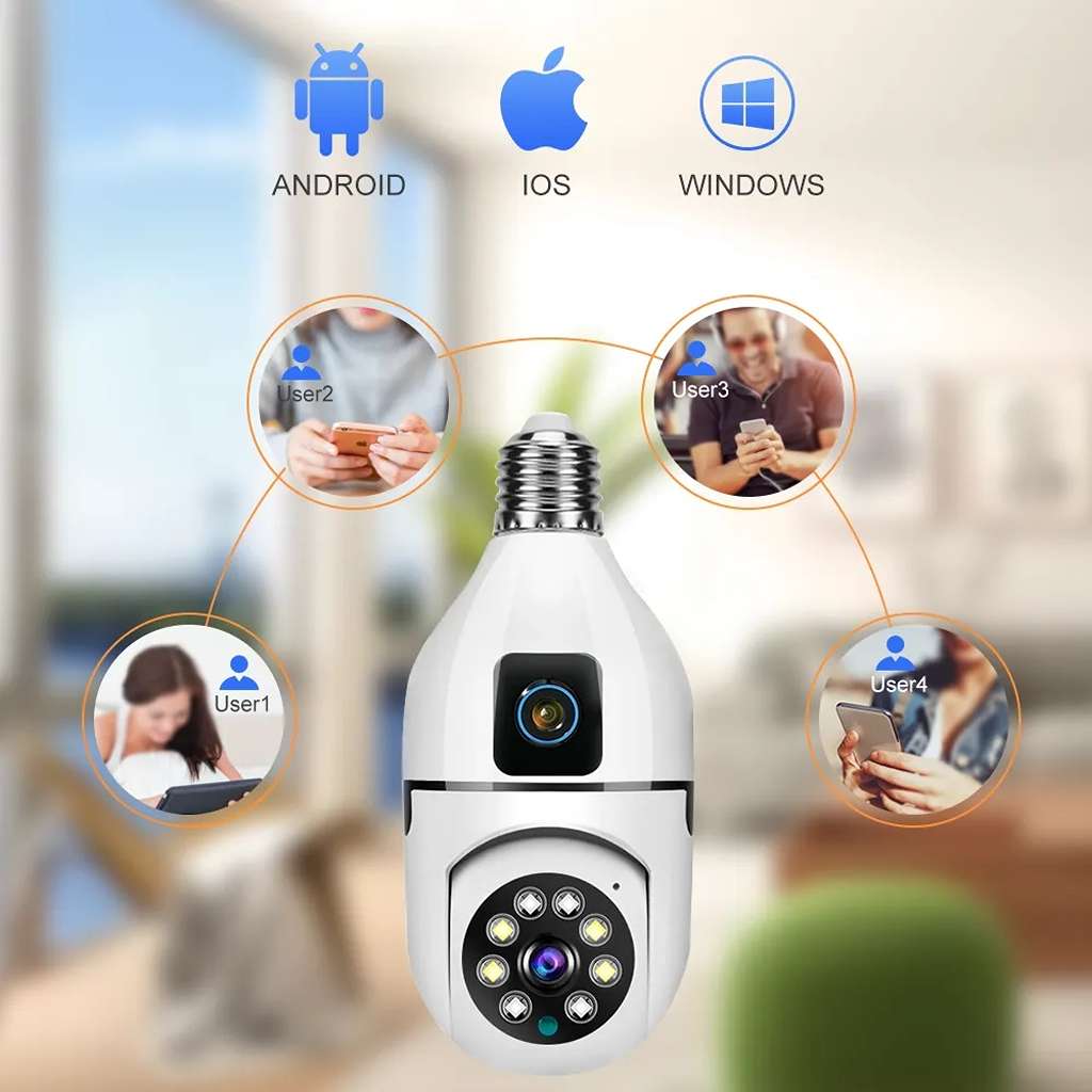 Dual Lens Bulb Holder Camera  V380 Pro Apps 1080p full Hd Resulation cctv camera