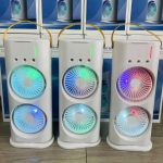 Rechargeable Remote Control Double Ended Spray Fan, Portable Air Cooler with LED Light Air Humidifier - Image 2