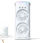 Rechargeable Remote Control Double Ended Spray Fan, Portable Air Cooler with LED Light Air Humidifier - Image 3
